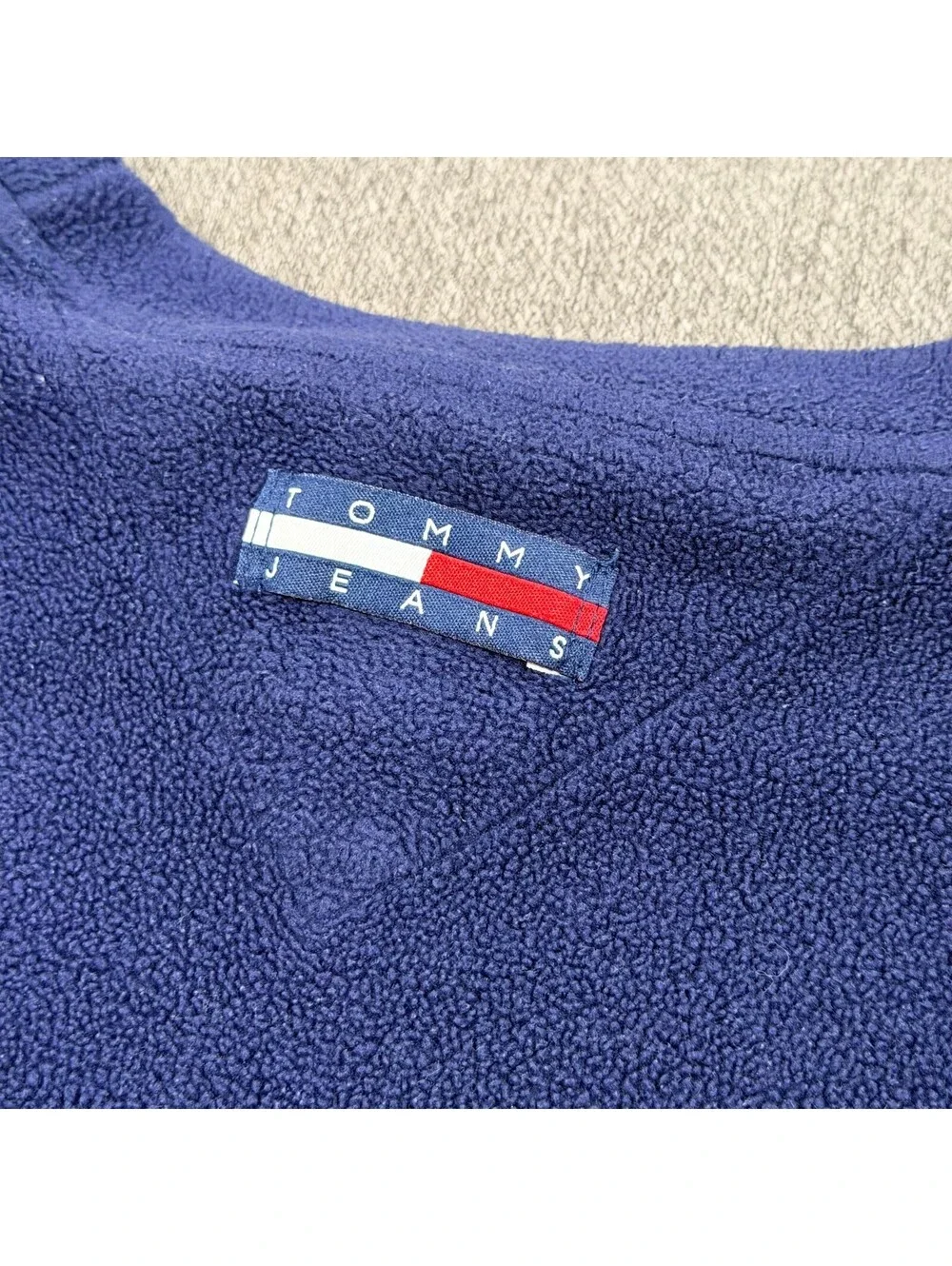 Vintage Tommy Jeans Fleece Sweatshirt Mens M Navy Colorblock 90s Y2K